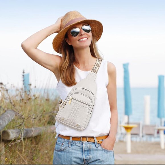 🆕Women White PU Leather Crossbody Bag Christmas Gift for Mom Sling Purse Travel - Picture 3 of 7